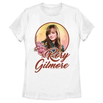 Женская футболка Rory Portrait Peonies с портретом Рори, белая