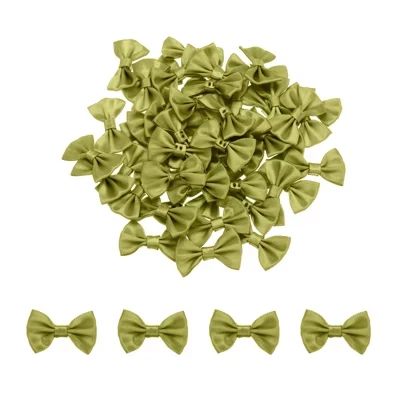 Аксессуары для подарочной упаковки Fabric Party DIY из атласной мини-ленты с бантиками 50 шт. золотистого цвета