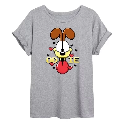 Женская футболка с объемным рисунком Pixel Odie Oversize