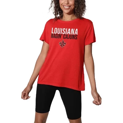 Women's University of Louisiana At Lafayette Stacked Loose T-Shirt red