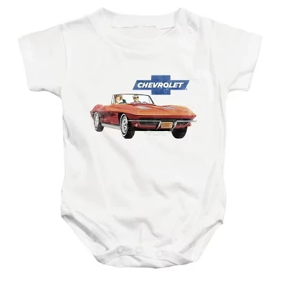 Детское боди Chevy Corvette Vintage Ad для новорожденных белого цвета