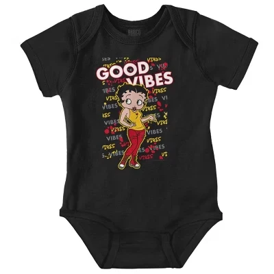 Боди-джемпер Betty Boop Positive Vibes Graffiti Baby для девочек лицензионного черного цвета