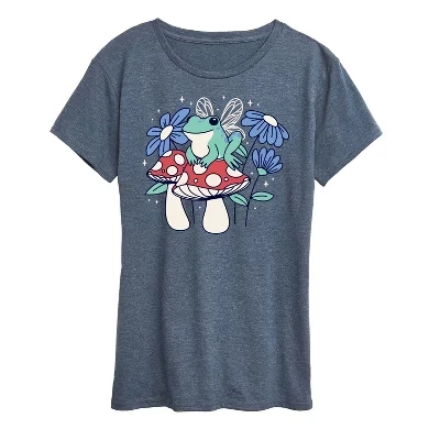 Женская футболка с коротким рукавом и рисунком сказочной лягушки heather blue