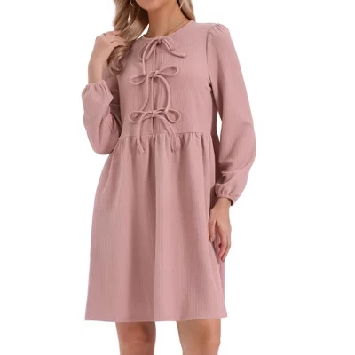 Женское платье INSPIRE CHIC с бантом, розовое