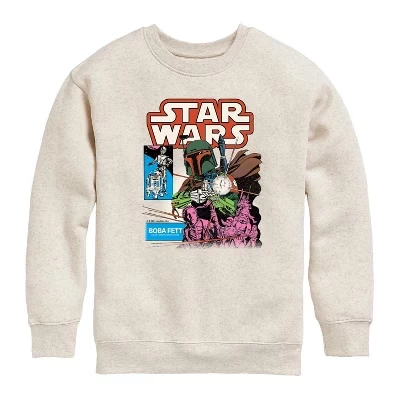 Boba Fett Comic Cover Graphic Long Sleeve Fleece Sweatshirt natural
