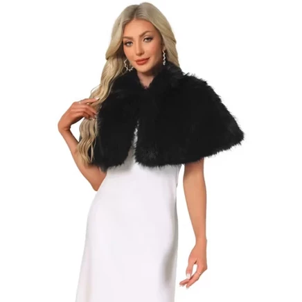 Женская накидка INSPIRE CHIC с искусственным мехом, черная