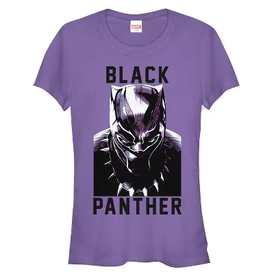 Женская футболка с портретом Black Panther 2018 для юниорок фиолетового цвета