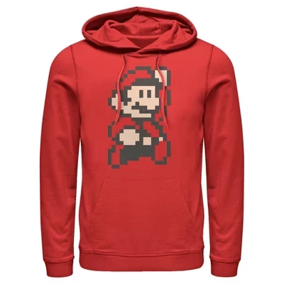 Мужское худи Nintendo, крупный пиксельный принт, красное