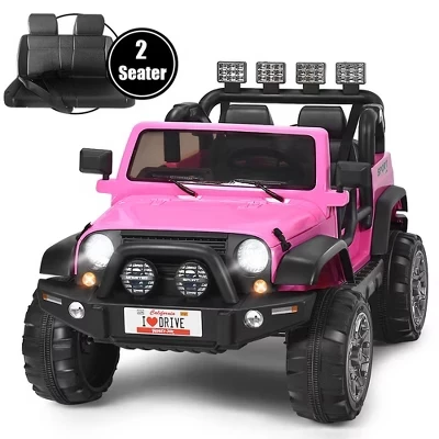12V Дети катаются на автомобиле 2-местный Грузовик RC Электромобили с помещением для хранения розовый