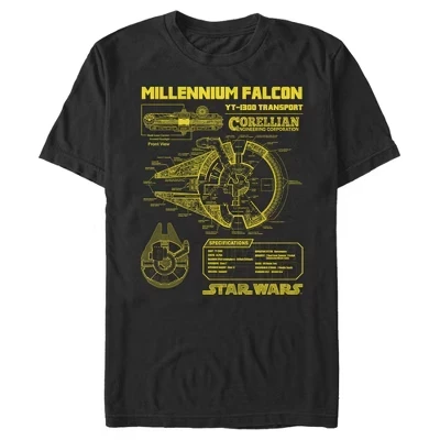 Мужская футболка Star Wars Millennium Falcon, черная