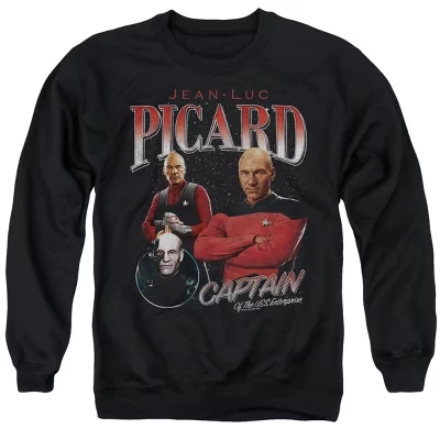 Мужская толстовка с круглым вырезом The Next Generation Picard Bootleg черного цвета