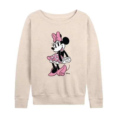 Women's -  - Minnie Heels Lightweight French Terry Wide Neck Long Sleeve Graphic Shirt birch