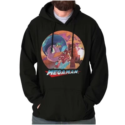 Ретро Толстовка с капюшоном для видеоигр Mega Man Rockman, женская мужская лицензионная черная