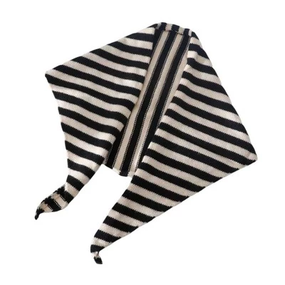Striped Knit Scarf Lightweight Soft Stretch Fabric for Easy Styling 43.5×15 Inches black