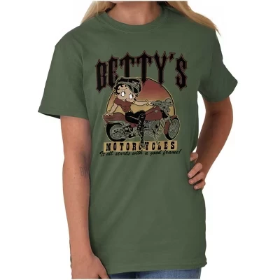 Винтажные мультяшные мотоциклы Betty's Motorcycles, женские футболки с графическим принтом брендов Brisco