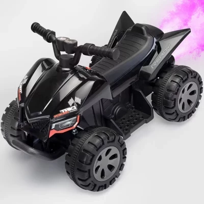 Дети 6 В катаются на четырехколесном электромобиле ATV с Bluetooth и музыкой розового цвета