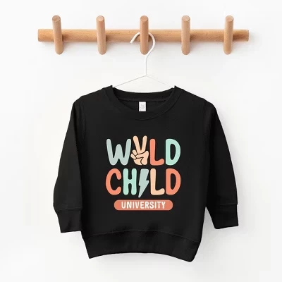 Молодежная ультрамягкая толстовка с рисунком Wild Child Peace, цвет черный