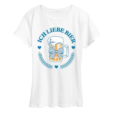 Женская футболка с коротким рукавом Ich Liebe Bier Oktoberfest с графическим рисунком, белая