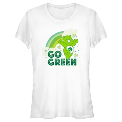 Женская футболка Junior's Women на День Святого Патрика Good Luck Bear Go Green белого цвета