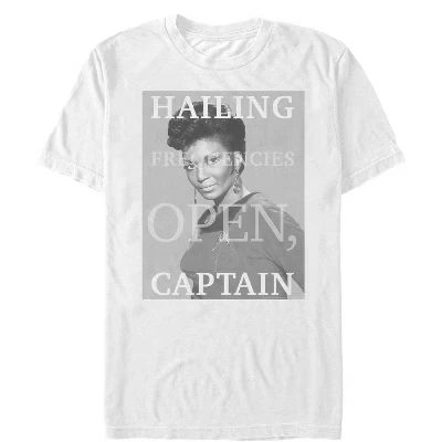 Мужская : Оригинальная серия Uhura Hailing Frequencies Open, футболка Captain белого цвета.