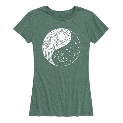 Женская футболка с коротким рукавом Yin Yang Sun Moon и графическим рисунком heather juniper