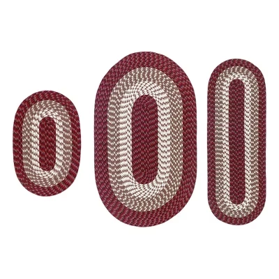Коллекция Alpine из 3 предметов, 100% Полипропилен, прочный и устойчивый к пятнам Двусторонний Реверсивный плетеный ковер для помещений бордового цвета