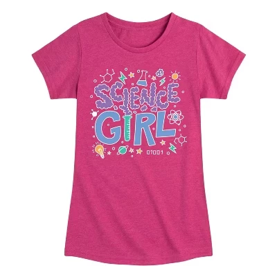 Приталенная футболка Science Girl с коротким рукавом и рисунком цвета Хизер фуксия
