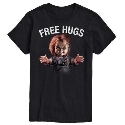 Мужская футболка Chucky Free Hugs с коротким рукавом и графическим рисунком, черная