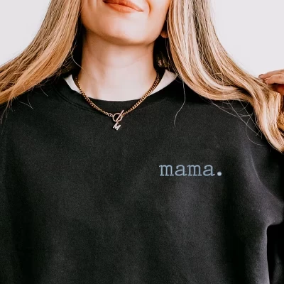 Вышитая пишущая машинка Mama Легкая одежда, окрашенная в черный цвет Толстовка