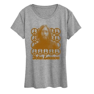 Женская футболка John Lennon «Портрет мира», серая
