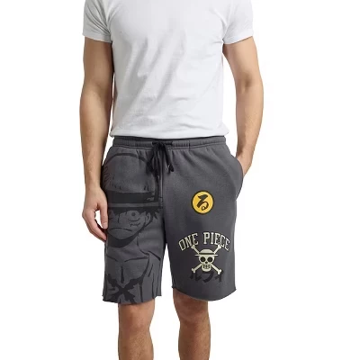 Мужские пижамные шорты One Piece Luffy & Logo, серые