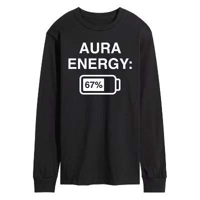 Мужская футболка с длинным рукавом и графическим рисунком Aura Energy 67, черная