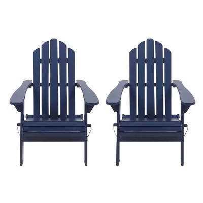 складные стулья Adirondack из дерева акации 2pk Hazel на открытом воздухе - синий