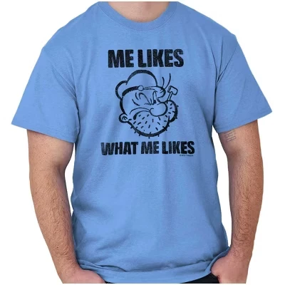 Футболка с рисунком Popeye Quote What Me Likes для мужчин или женщин с лицензией