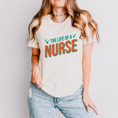 The Life Of A Nurse Puff/Блеск - женская кремовая футболка с коротким рукавом