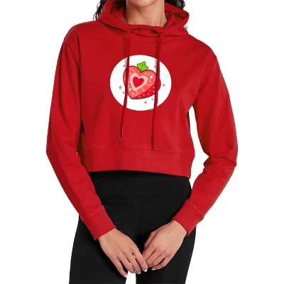 Женский укороченный пуловер с капюшоном Unlock The Magic Strawberry Sunrise Bear Belly красный