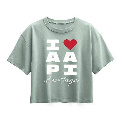 Футболка с коротким рукавом и квадратным рисунком Heart AAPI Heritage из морской пены