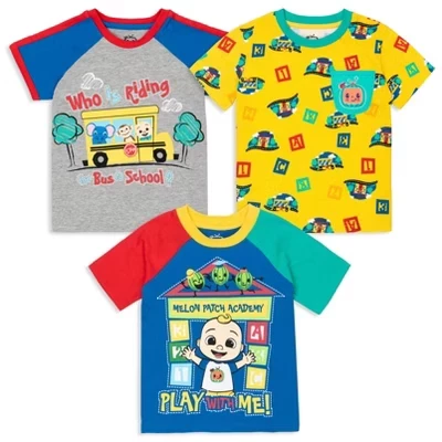 Футболки CoComelon JJ Baby из 3 упаковок для новорожденных и малышей многоцветные