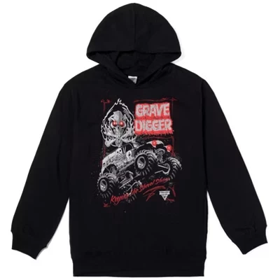 Взрослый флисовый пуловер Grave Digger с капюшоном черный