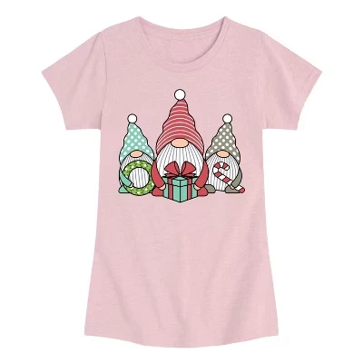 Детская футболка Instant Message Three Christmas Gnomes, розовый меланж