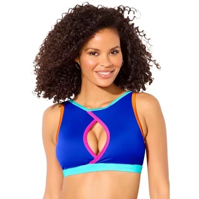 Женский топ-бикини SWIMSUITS FOR ALL вырез-капля, цветной