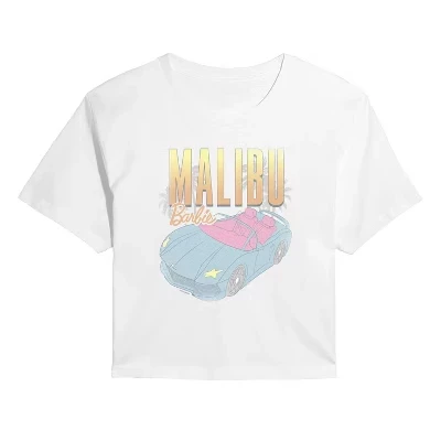 Женская укороченная футболка с рисунком Malibu Beach Car, белая