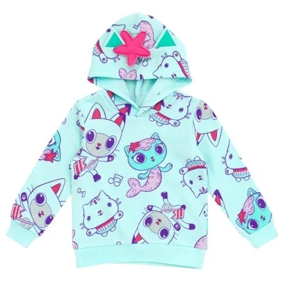 Dreamworks Pandy Paws Cakey Cat MerCat Флисовый пуловер с капюшоном для девочек от малыша до большого ребенка синего цвета