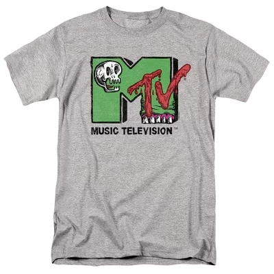 Взрослая футболка Mtv с черепом и зубами монстра Athletic Heather athletic heather