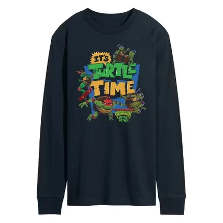 Men's -  Mutant Mayhem - Its Turtle Time Long Sleeve Graphic T-Shirt navy