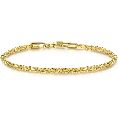14K Gold Rope Chain Bracelet, Dense Solid Link Design for Men and Women, Sizes 6.5 to 9 Inches Available 8.0 inches