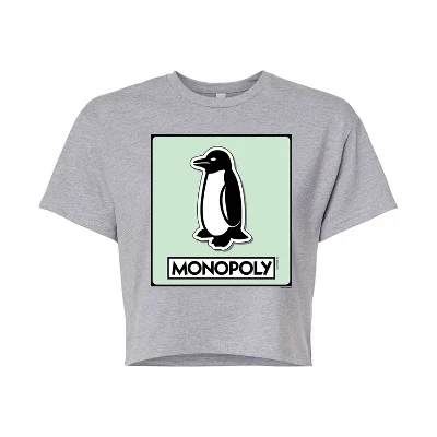 Женская футболка Monopoly «Пингвин», укороченная, серая