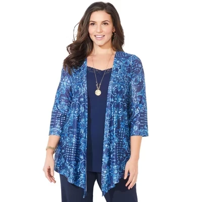 Кардиган Harmony Knit в елочку синего цвета