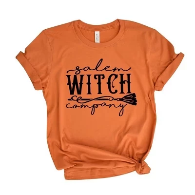 Женская футболка с коротким рукавом Salem Witch Company с графическим рисунком оранжевого цвета