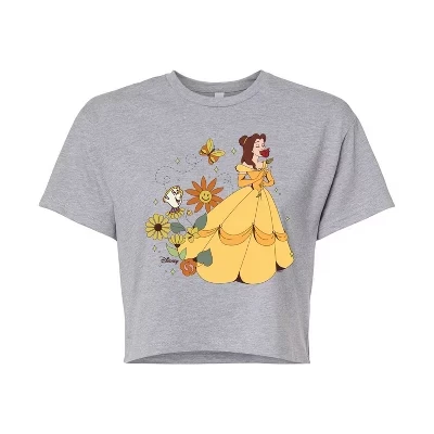 Женская укороченная футболка с рисунком Belle And Chip Flower Power